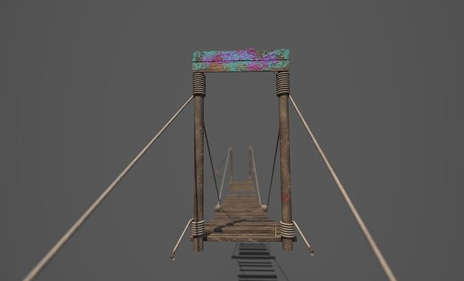 Neon rope bridge Low-poly 3D model