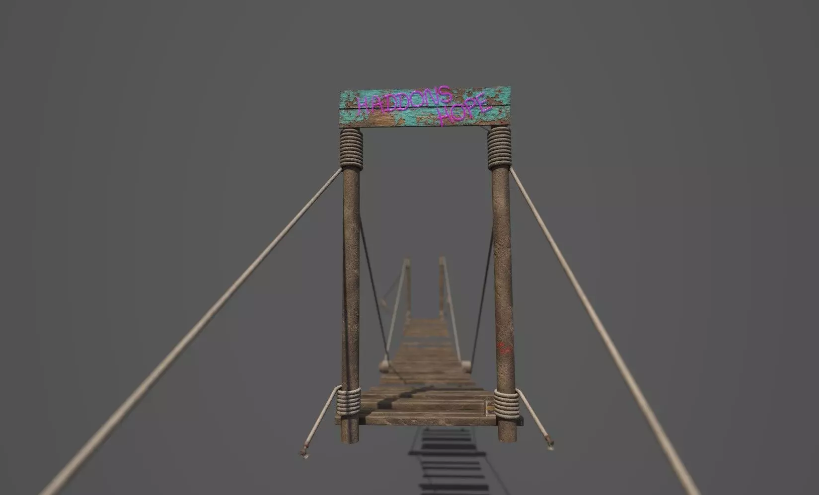 Neon rope bridge Low-poly 3D model_0
