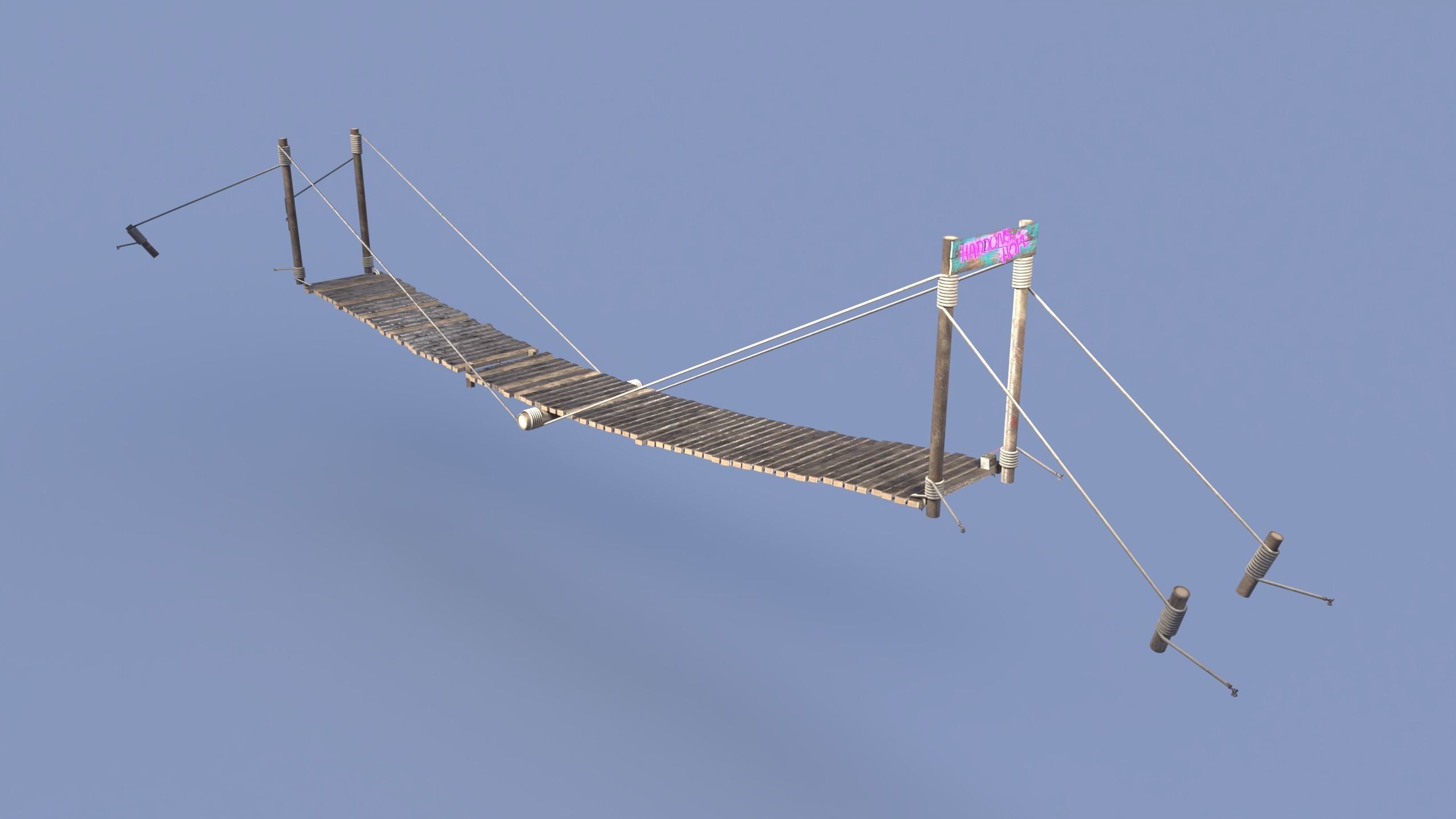 Neon rope bridge Low-poly 3D model_9