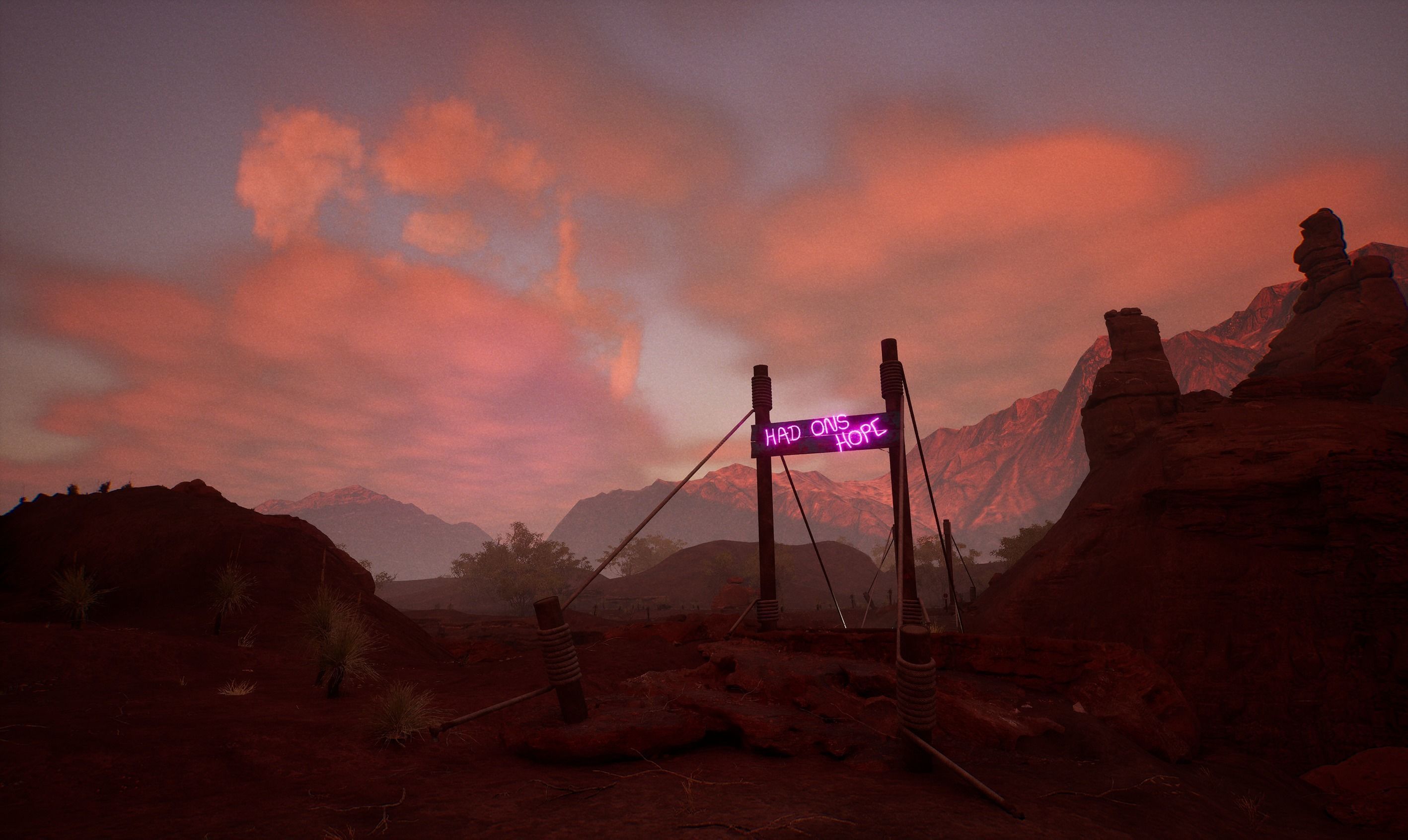 Neon rope bridge Low-poly 3D model_2