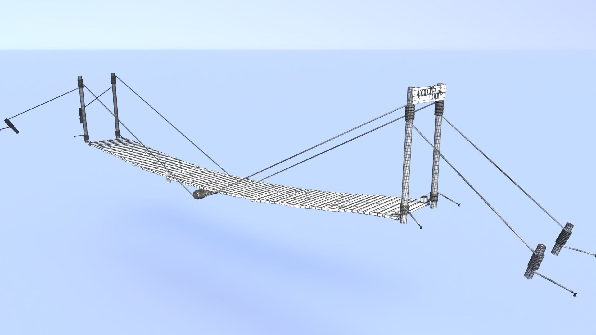 Neon rope bridge Low-poly 3D model_18