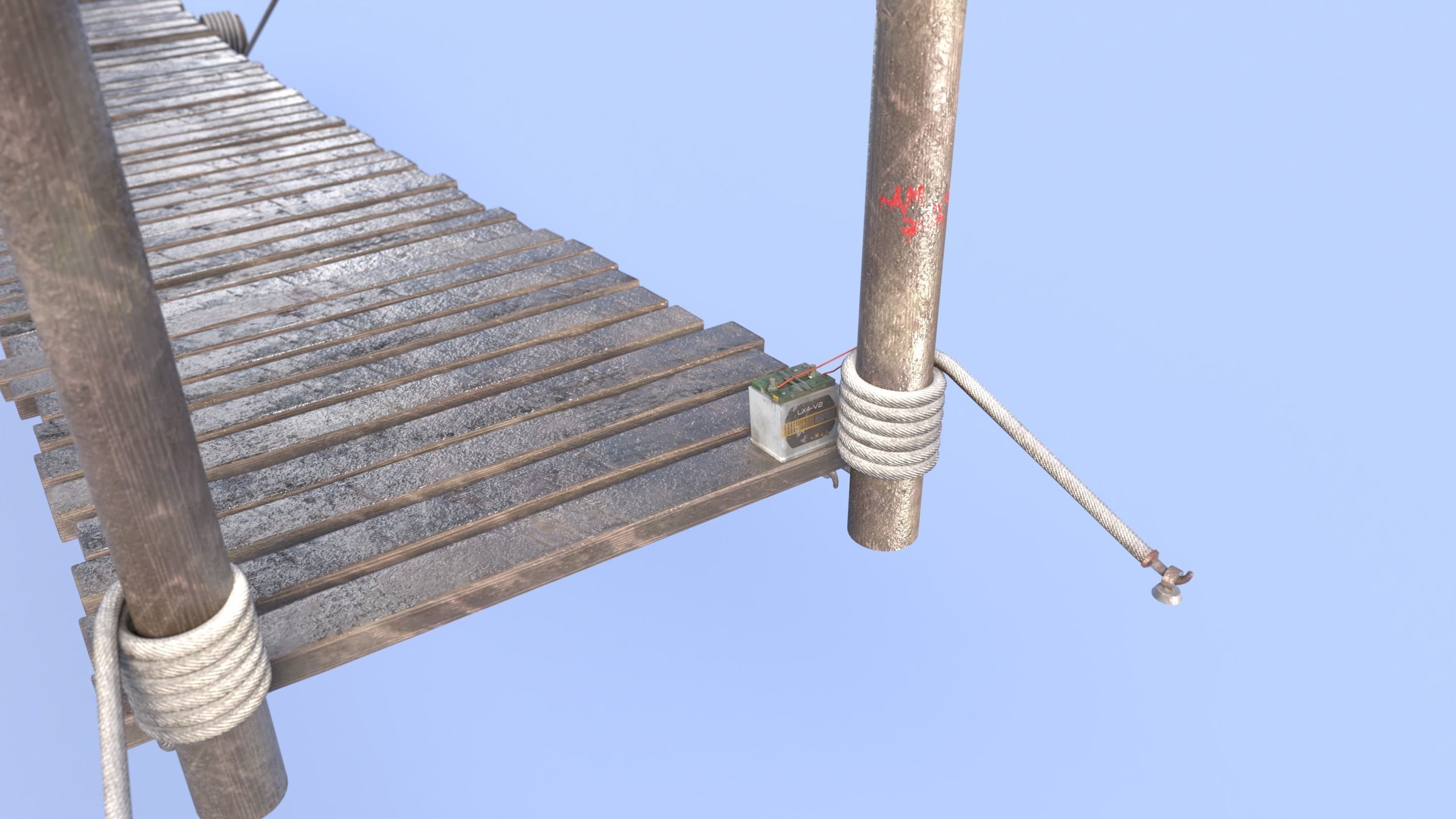 Neon rope bridge Low-poly 3D model_11