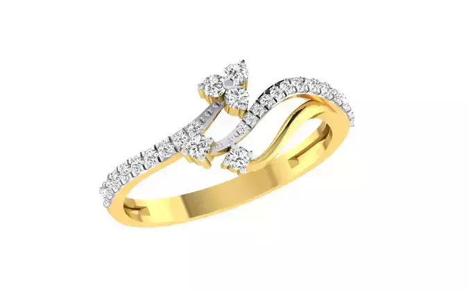 Light Weight Yellow Gold Diamond Ring  -EZ R-211