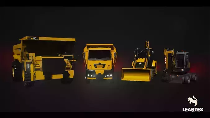 Construction Vehicles Set 4 Vehicle Low-poly 3D model