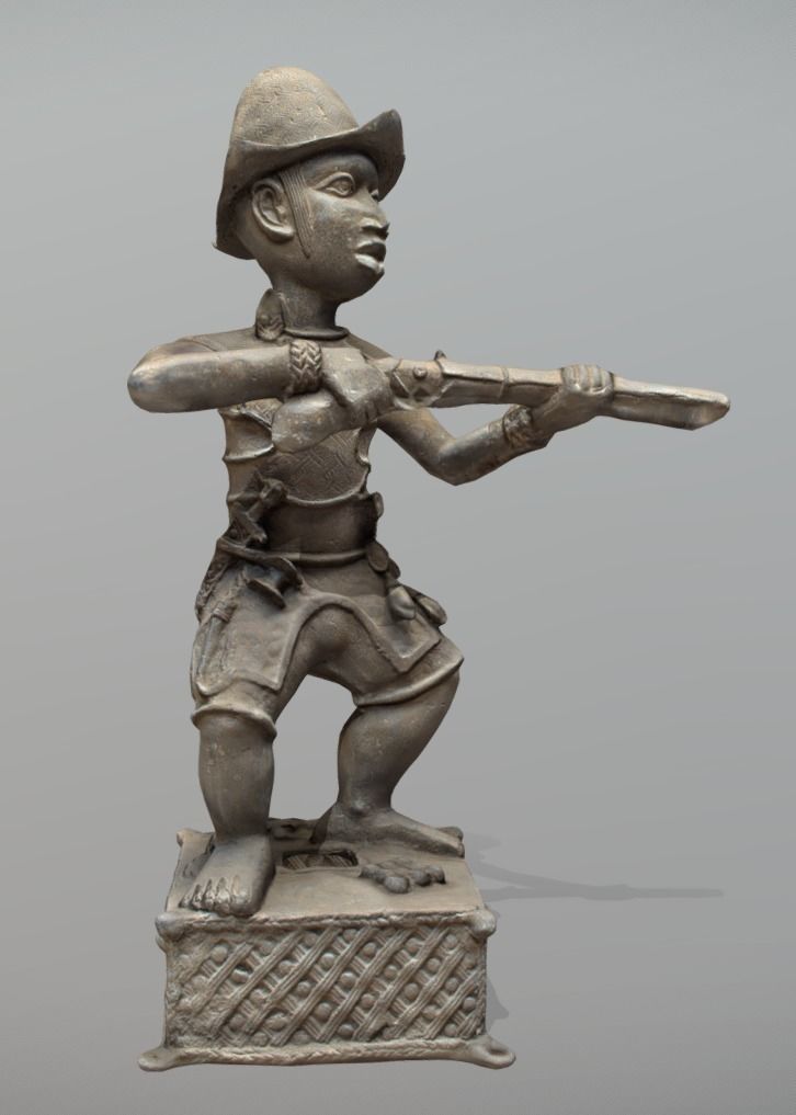 Portuguese Soldier-Benin Bronze Low-poly 3D model_1
