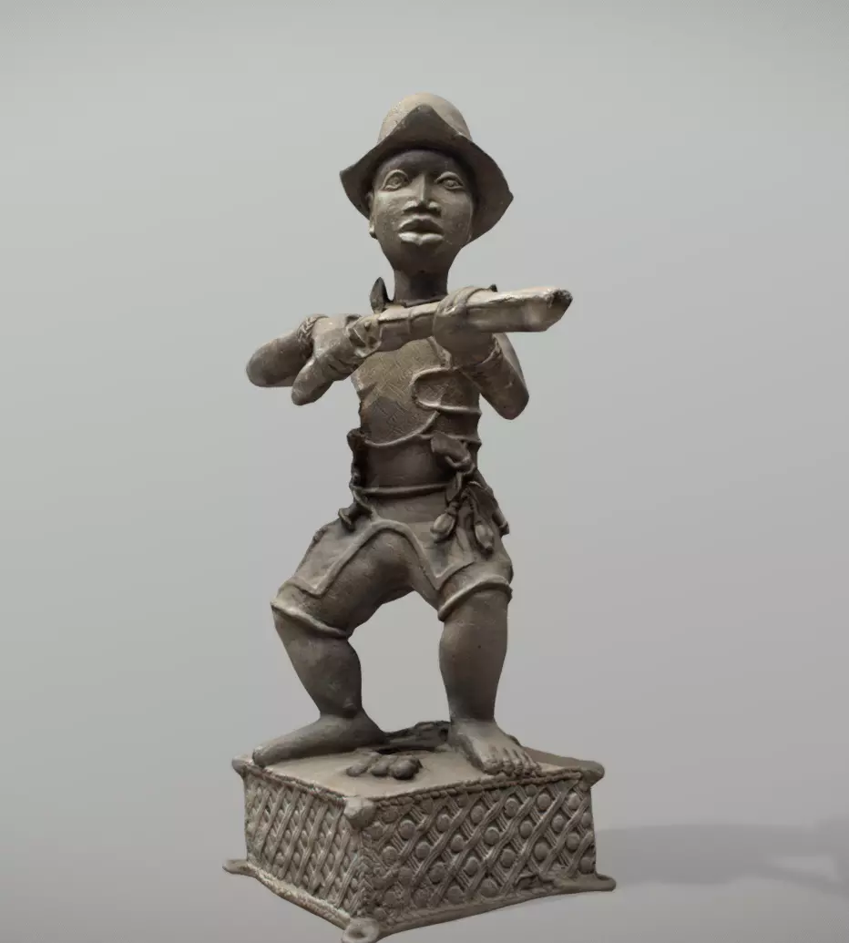 Portuguese Soldier-Benin Bronze Low-poly 3D model_0