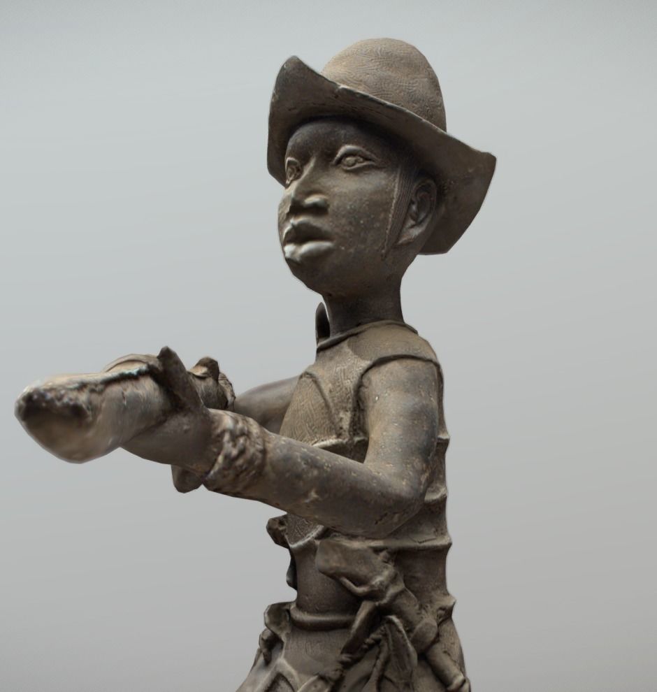 Portuguese Soldier-Benin Bronze Low-poly 3D model_2