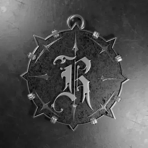 Medallion with letter R 3D printable model 3D print model