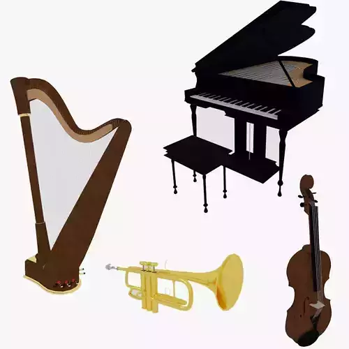 Musical instruments collection 3D model