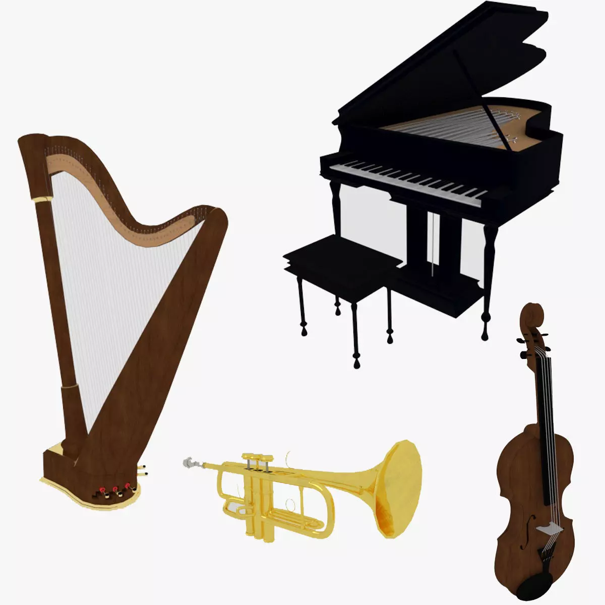 Musical instruments collection 3D model_0
