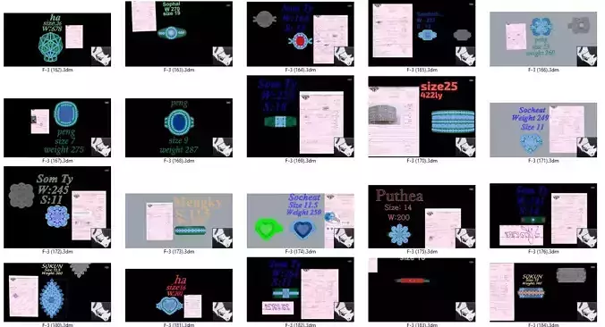 ring 30 pieces model rihone drawing 3 d rings ring