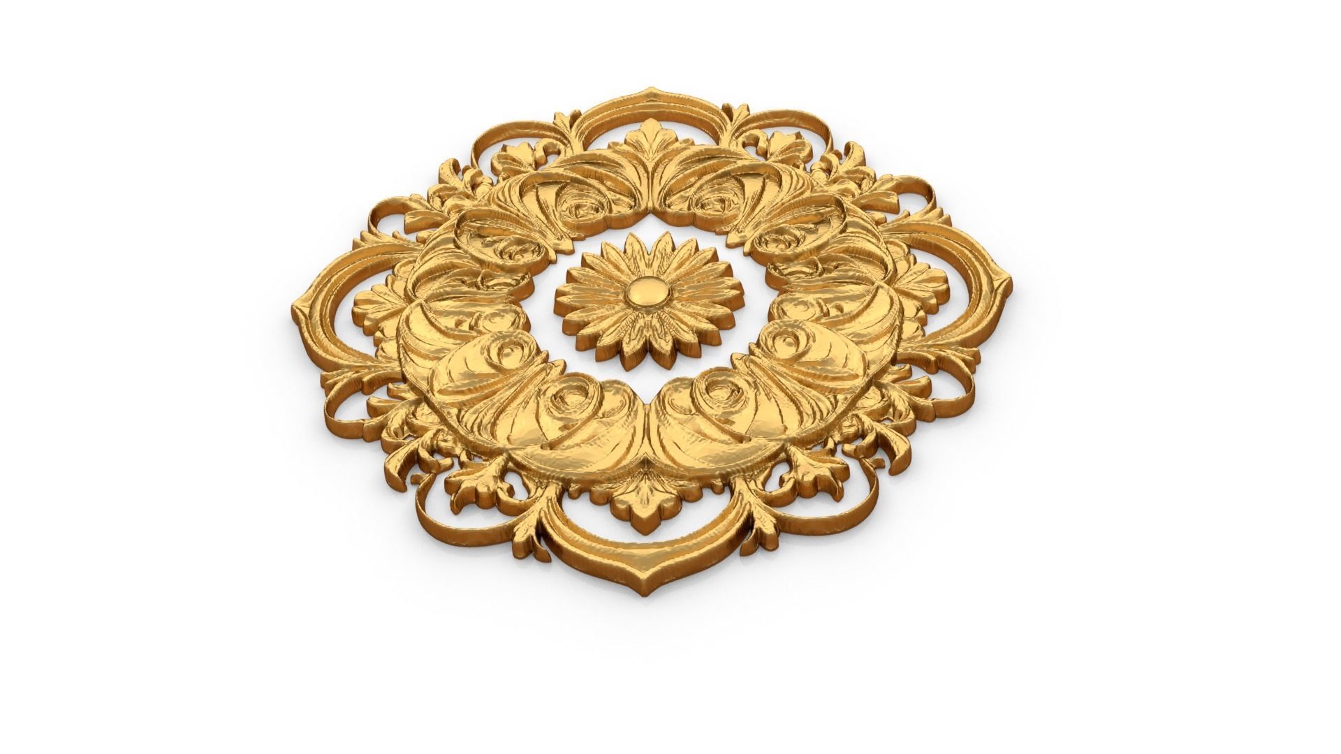 Rosette decorative ceiling medallion 02 3D model_3