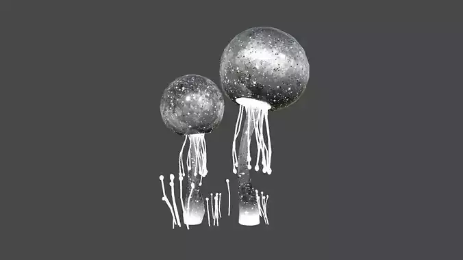 Fantasy Mushroom E10 Black - Scene Backdrop Design Low-poly 3D model