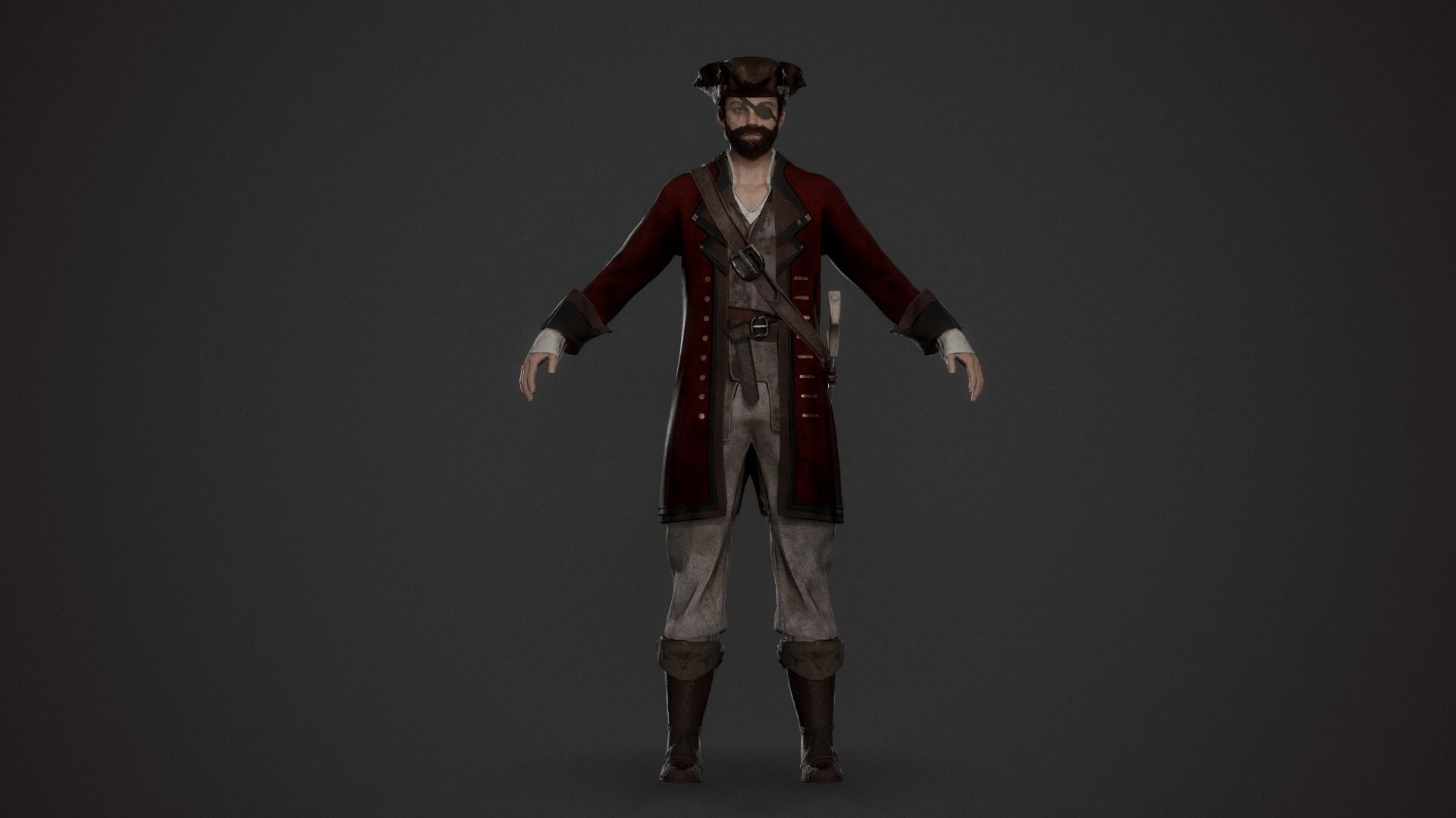 Pirate - Game Ready Male Character Low-poly 3D model_3