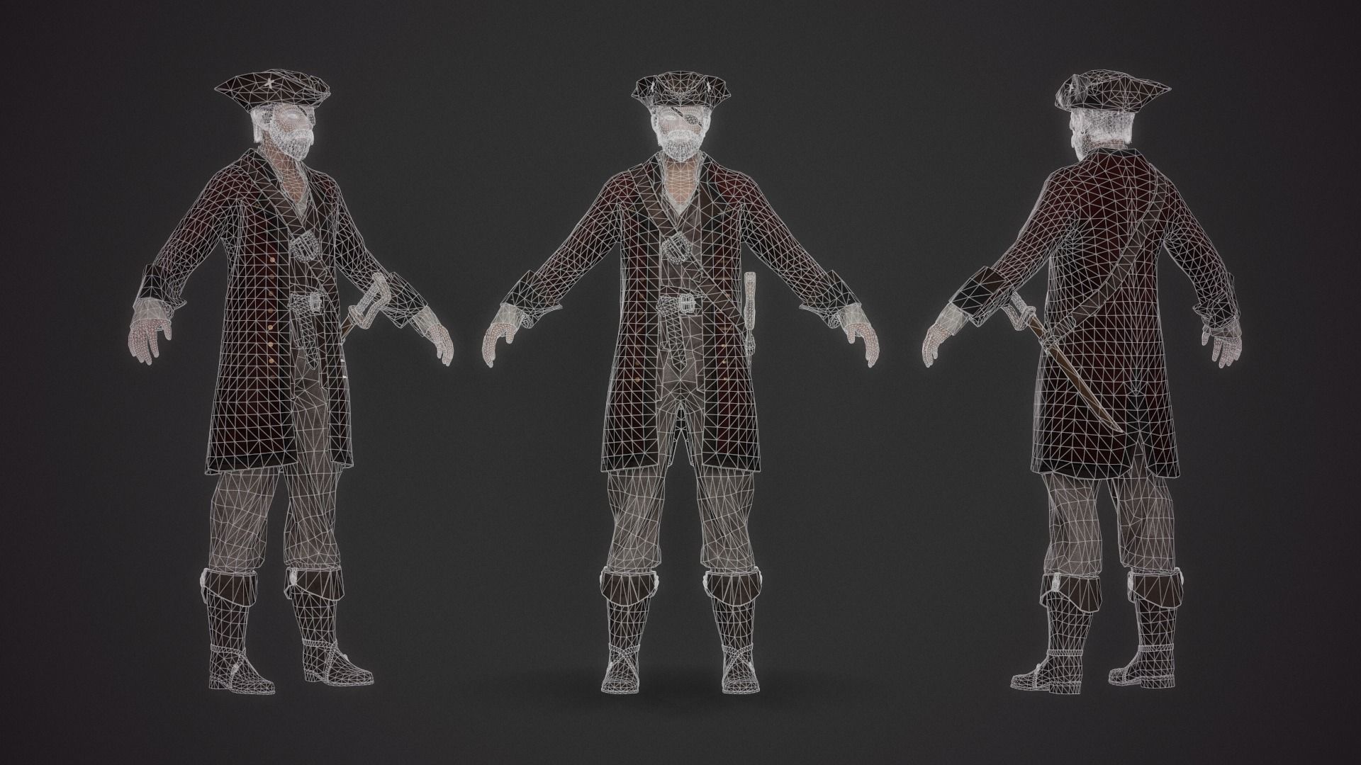 Pirate - Game Ready Male Character Low-poly 3D model_5