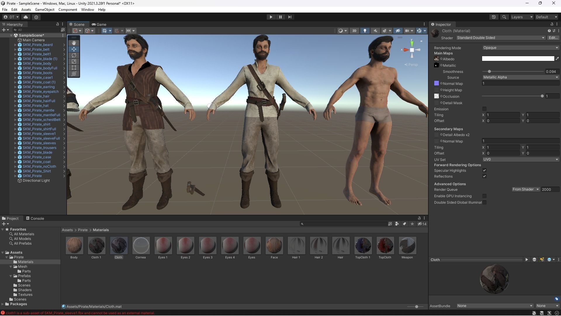 Pirate - Game Ready Male Character Low-poly 3D model_7