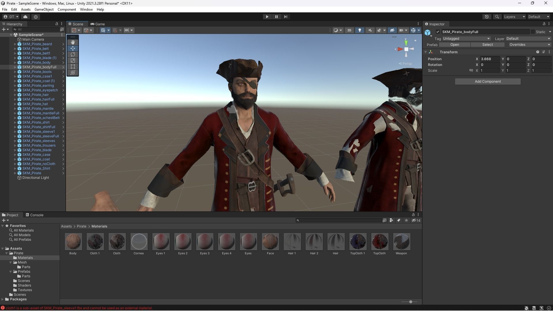 Pirate - Game Ready Male Character Low-poly 3D model_9