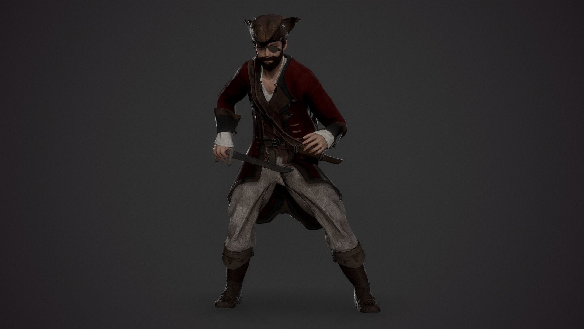Pirate - Game Ready Male Character Low-poly 3D model_2