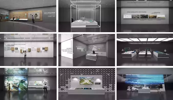 Collection of modern style exhibition halls 02 3D print model
