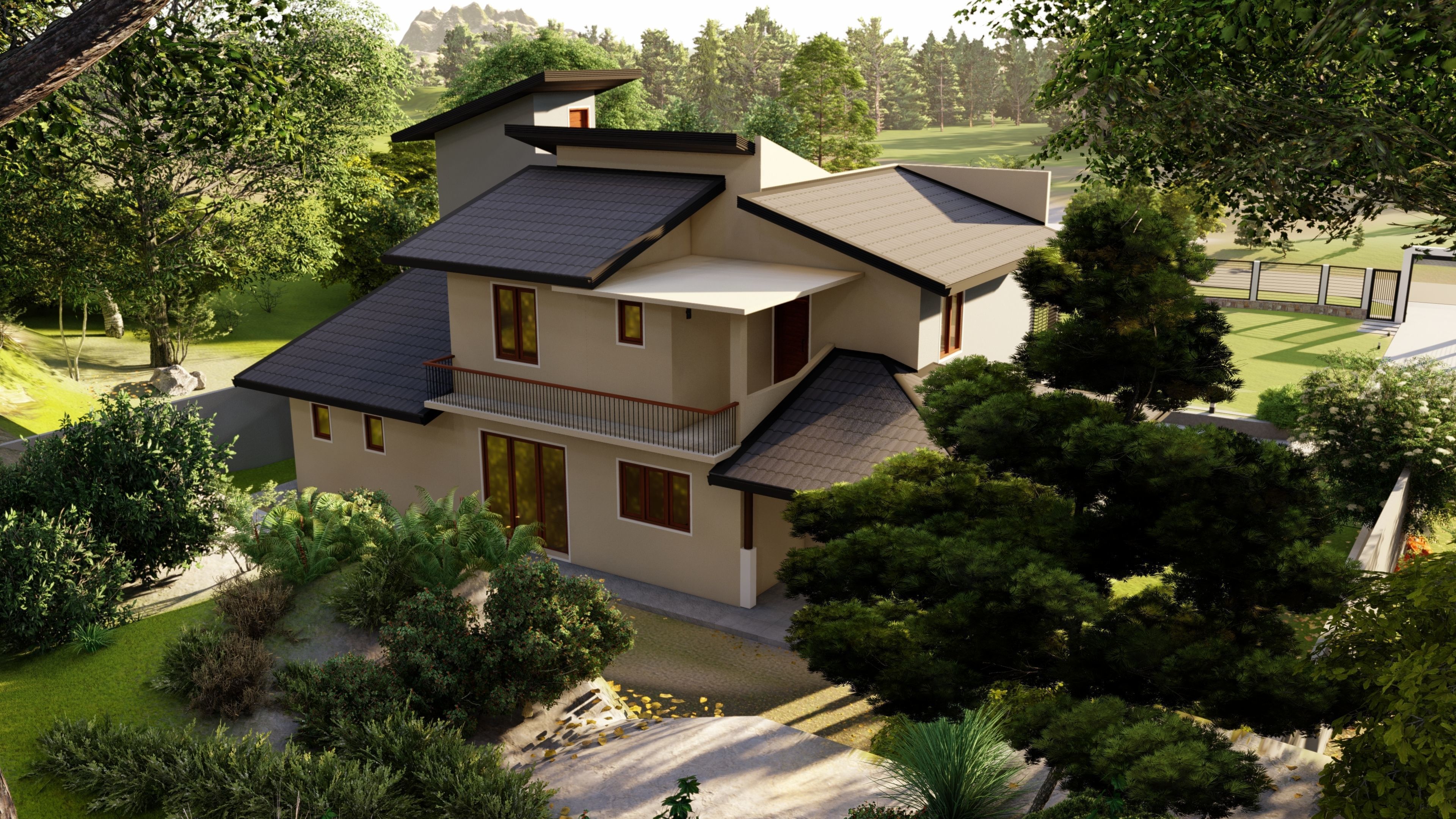 Modern residential building  3D model_6