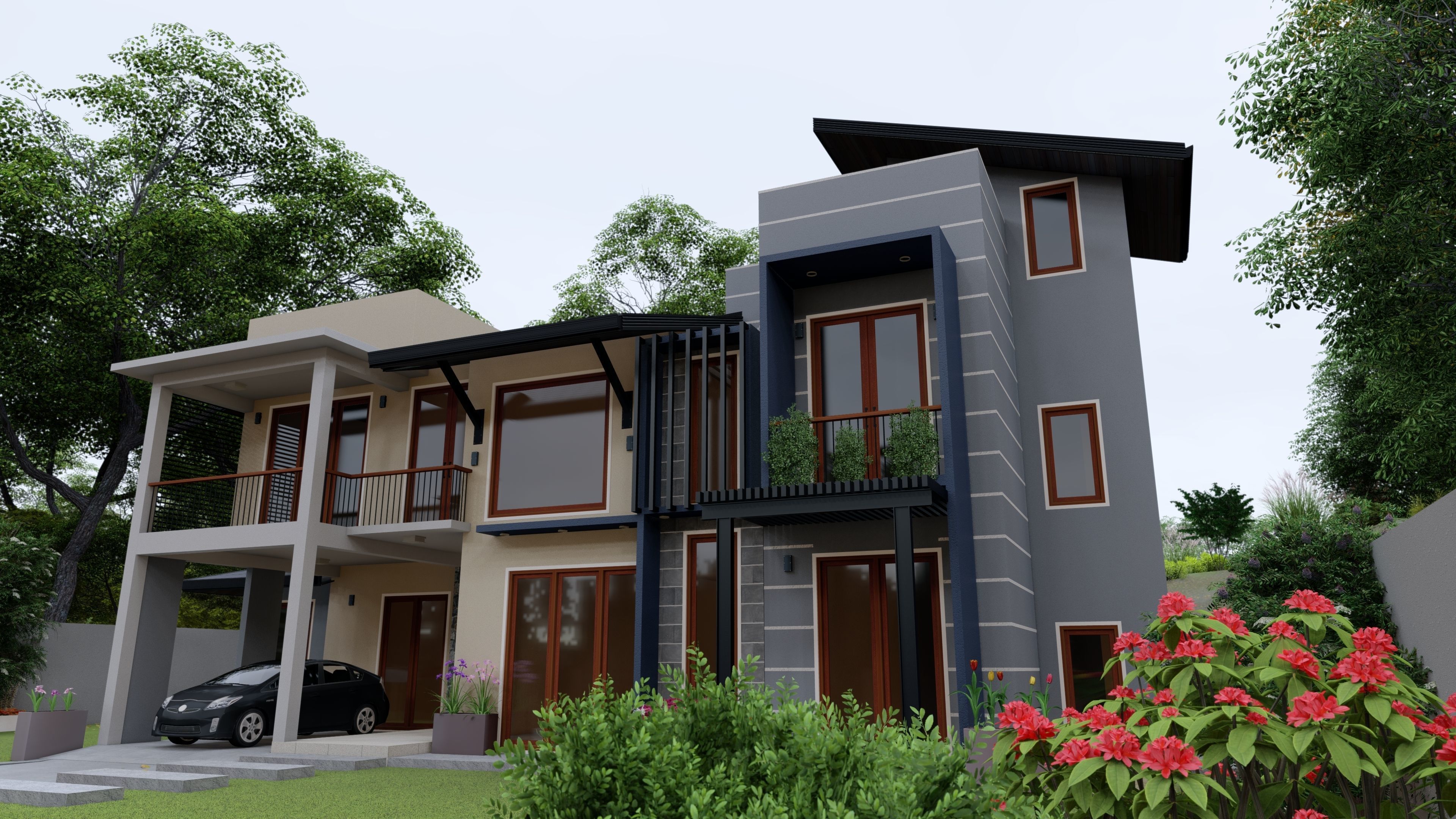 Modern residential building  3D model_7