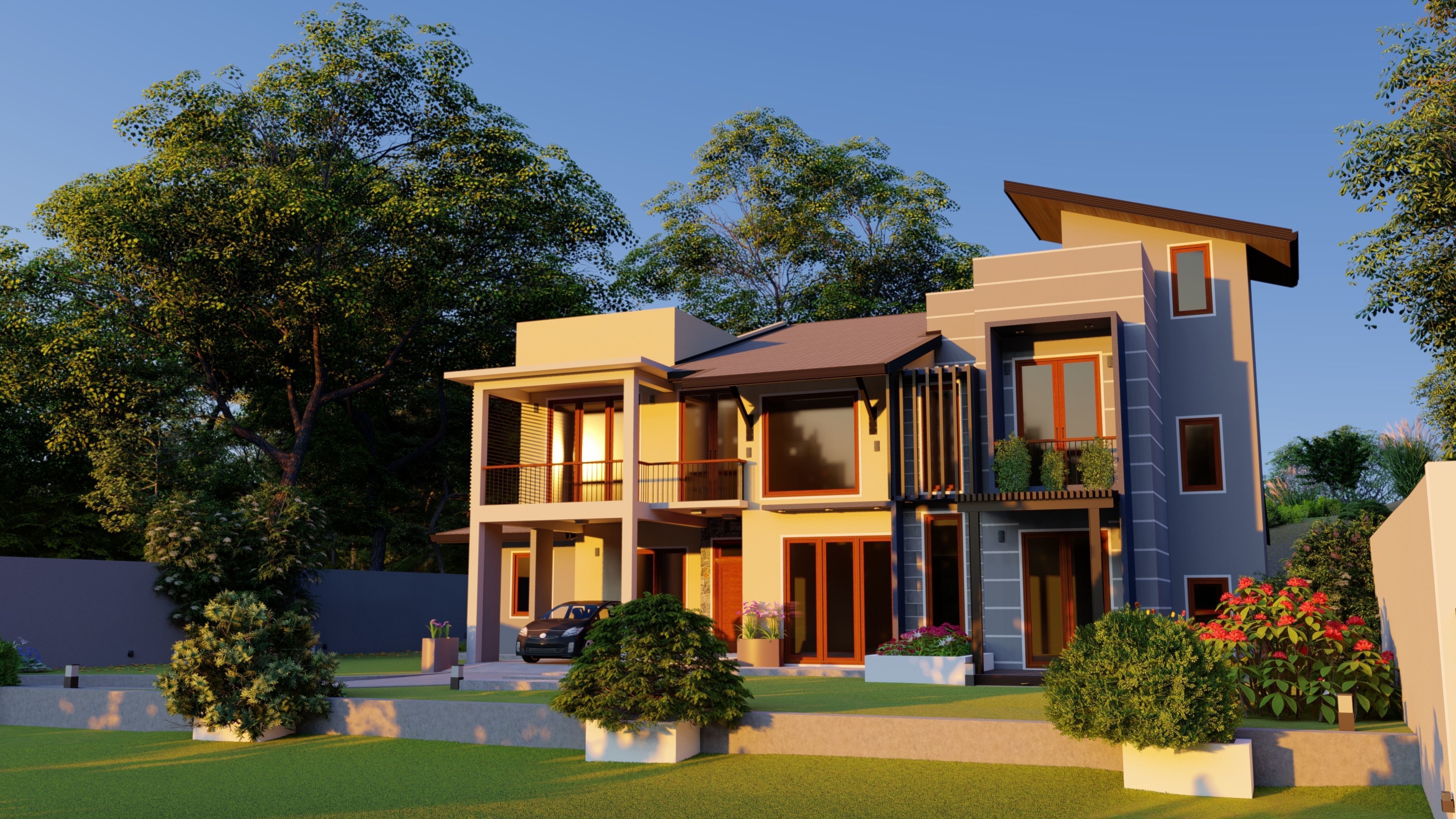 Modern residential building  3D model_2