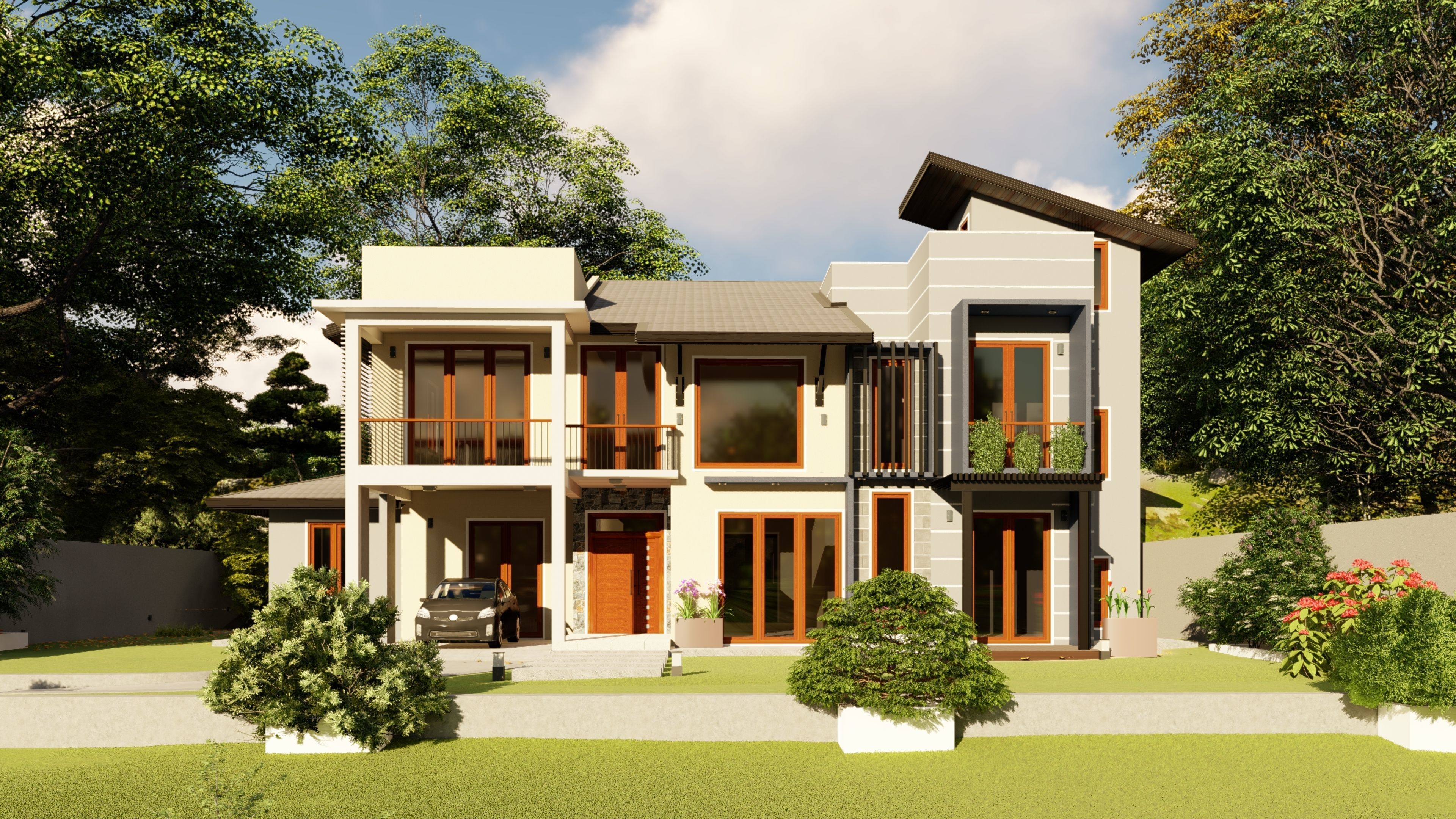 Modern residential building  3D model_1