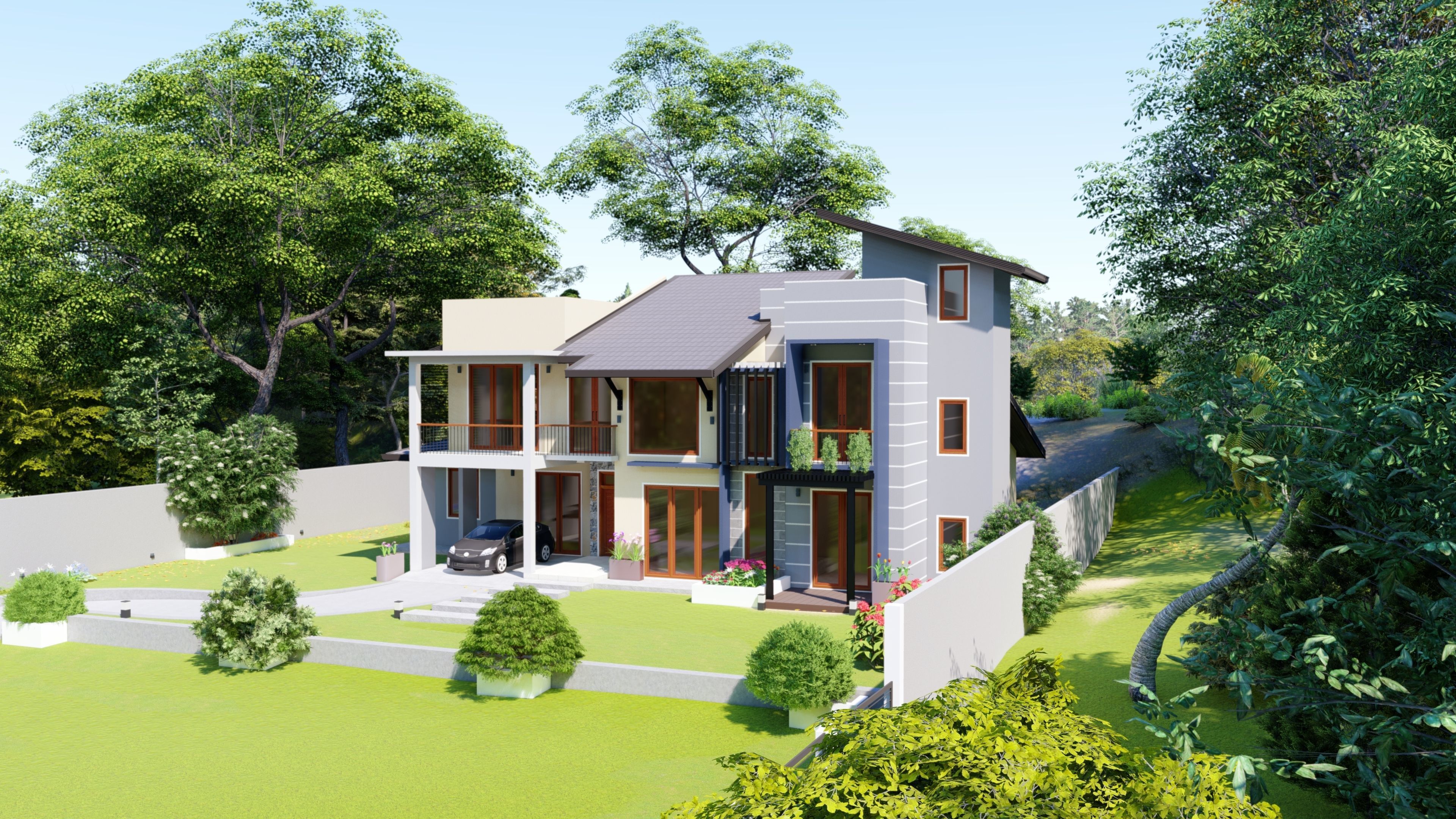 Modern residential building  3D model_4