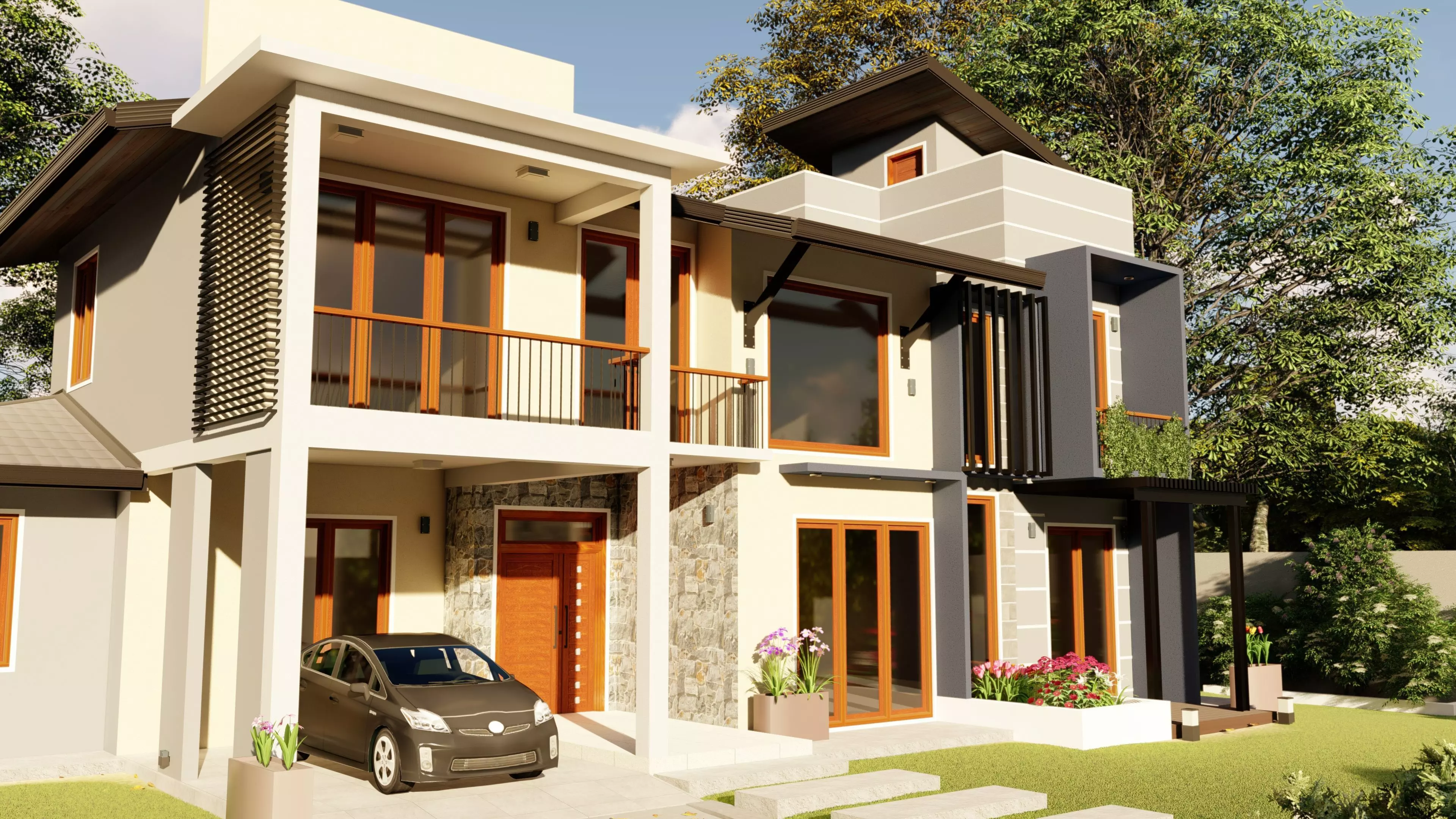 Modern residential building  3D model_0