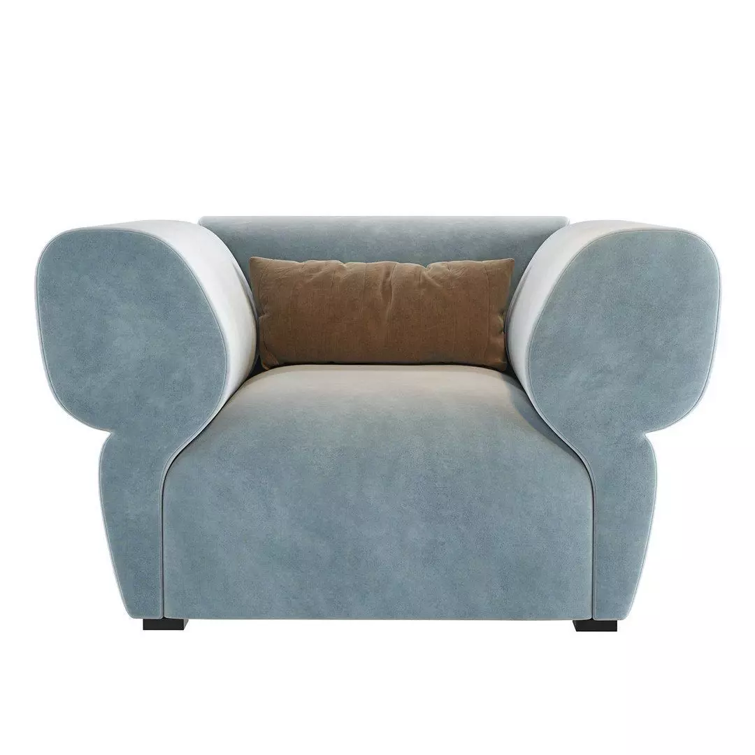 Armchair Low-poly 3D model_0