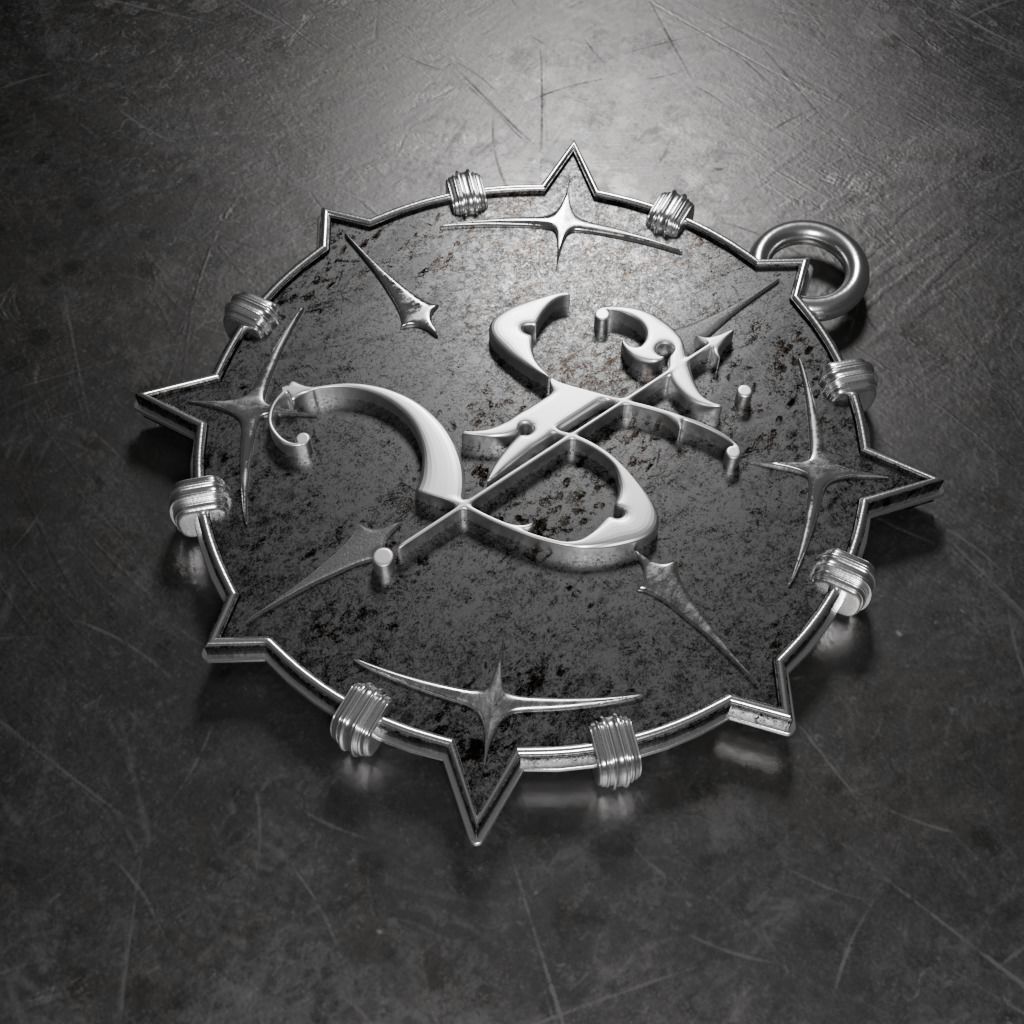 Medallion with letter S 3D printable model 3D print model_2