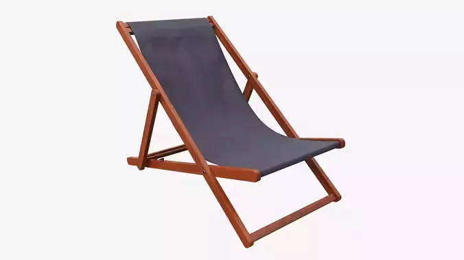 Folding outdoor wood deck chair