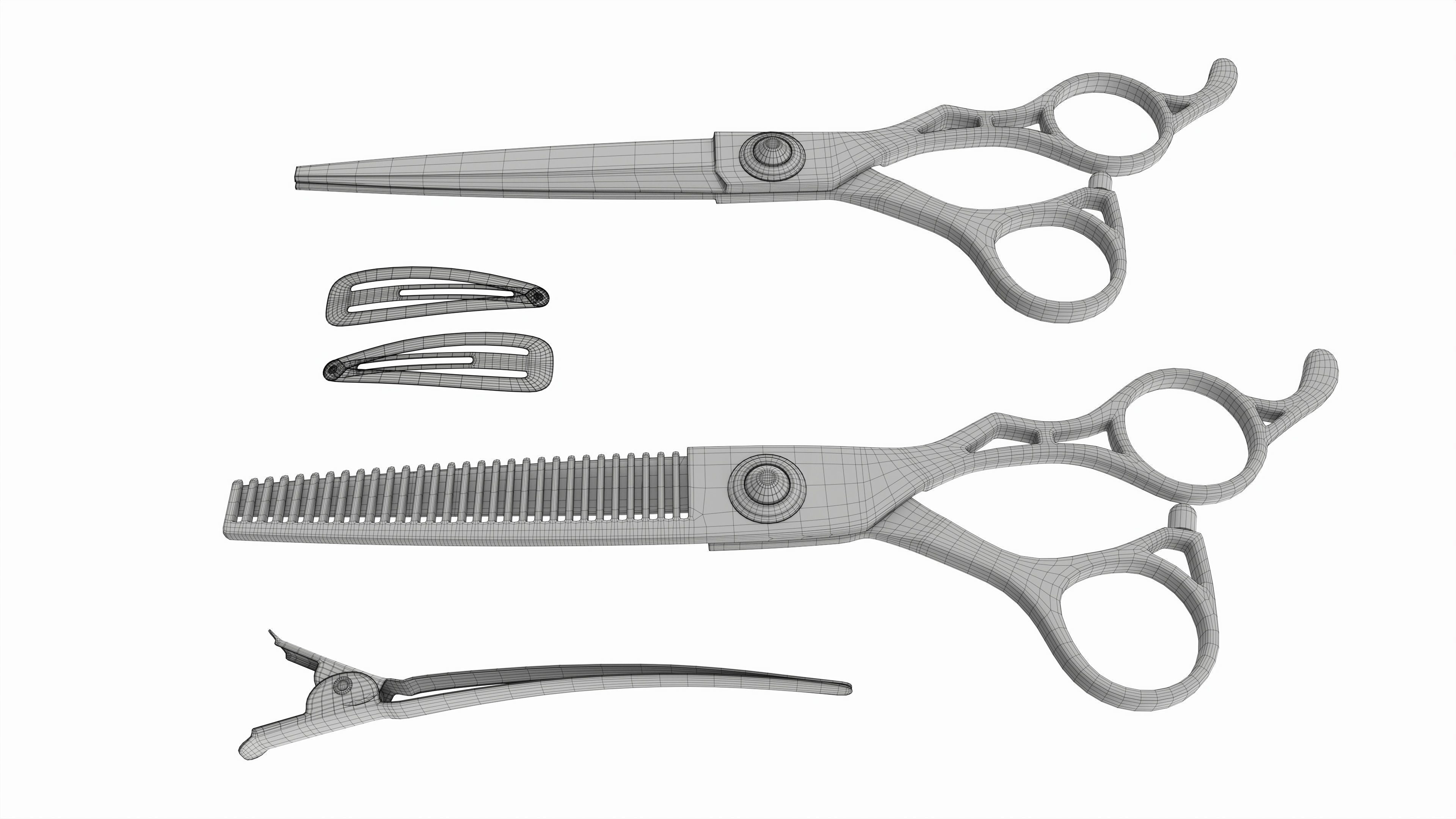 Hair Cutting Thinning Scissors Set Steel 3D model_6