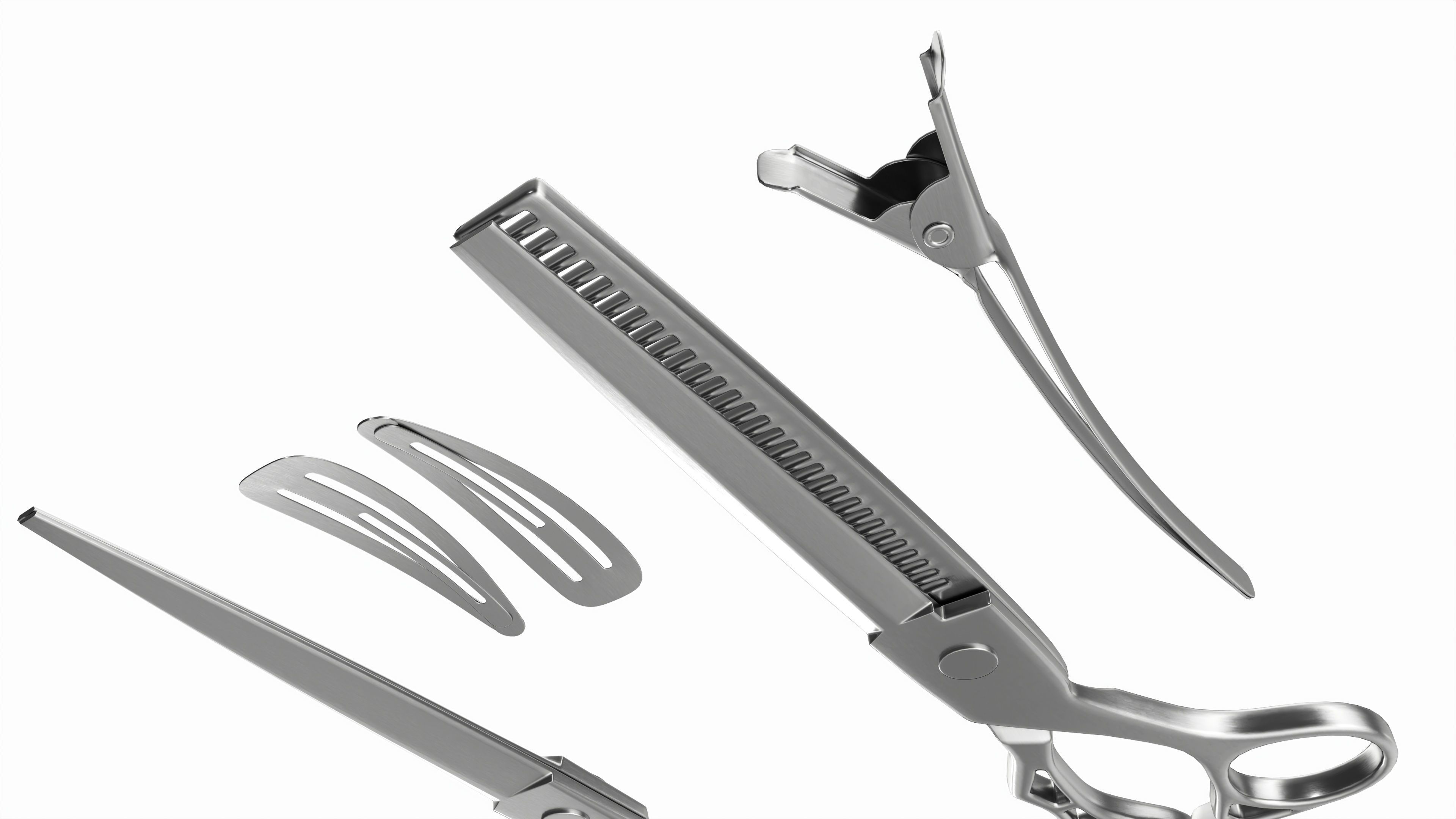 Hair Cutting Thinning Scissors Set Steel 3D model_4