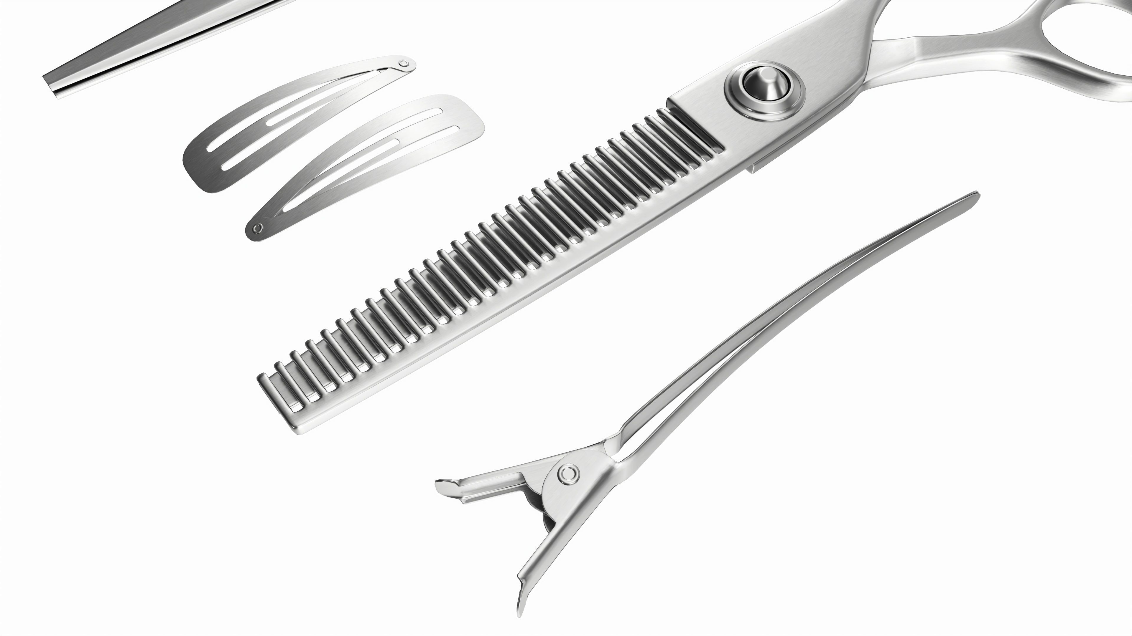 Hair Cutting Thinning Scissors Set Steel 3D model_3