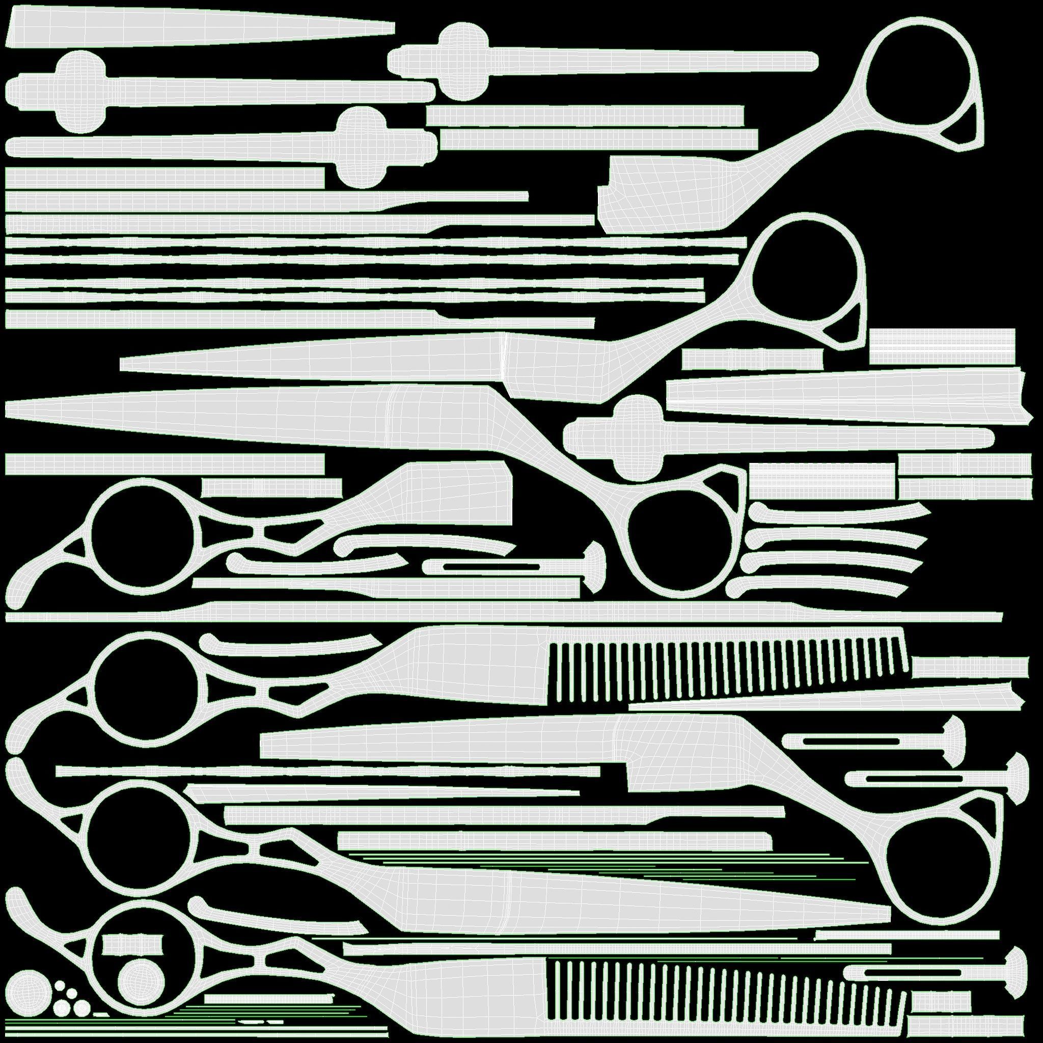 Hair Cutting Thinning Scissors Set Steel 3D model_8