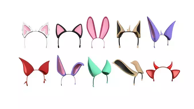 10 Furry Ears Tiara AJ Collection - Headband Character Design 