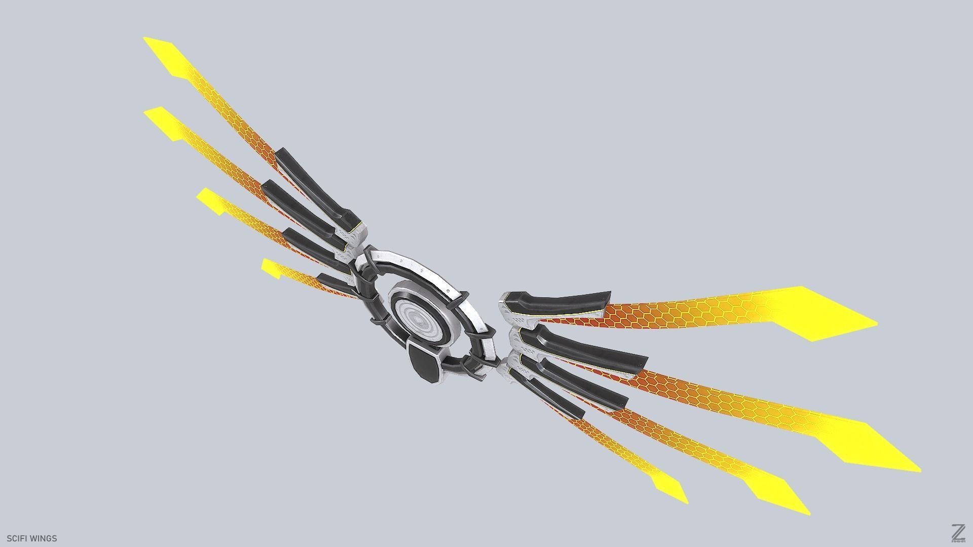 Sci fi wings Low-poly 3D model_8