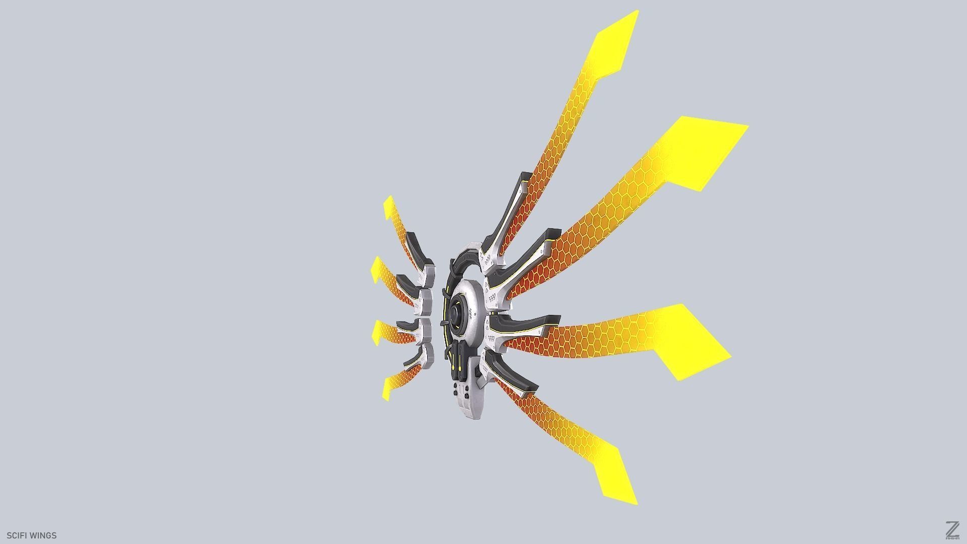 Sci fi wings Low-poly 3D model_4