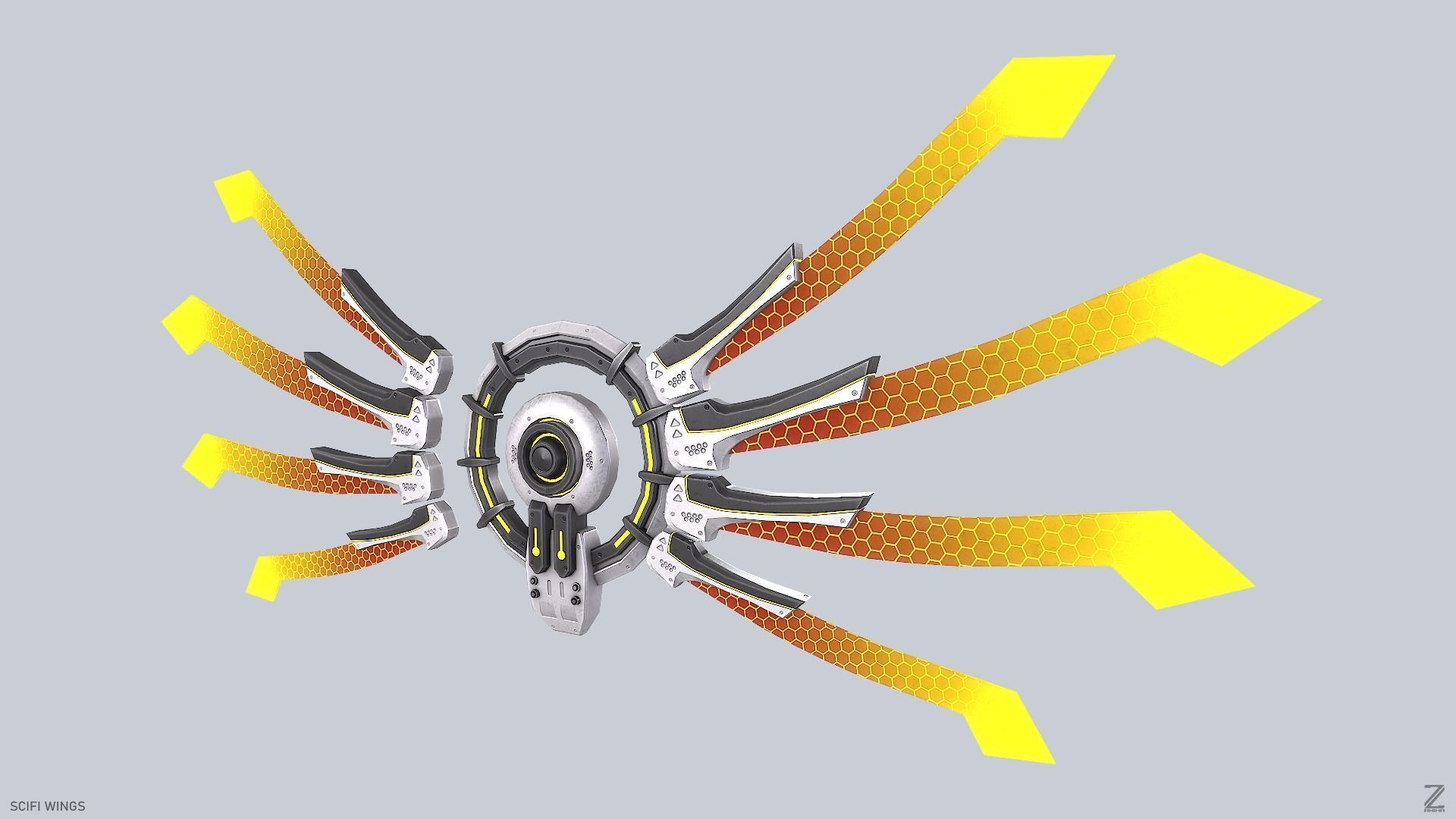 Sci fi wings Low-poly 3D model_2