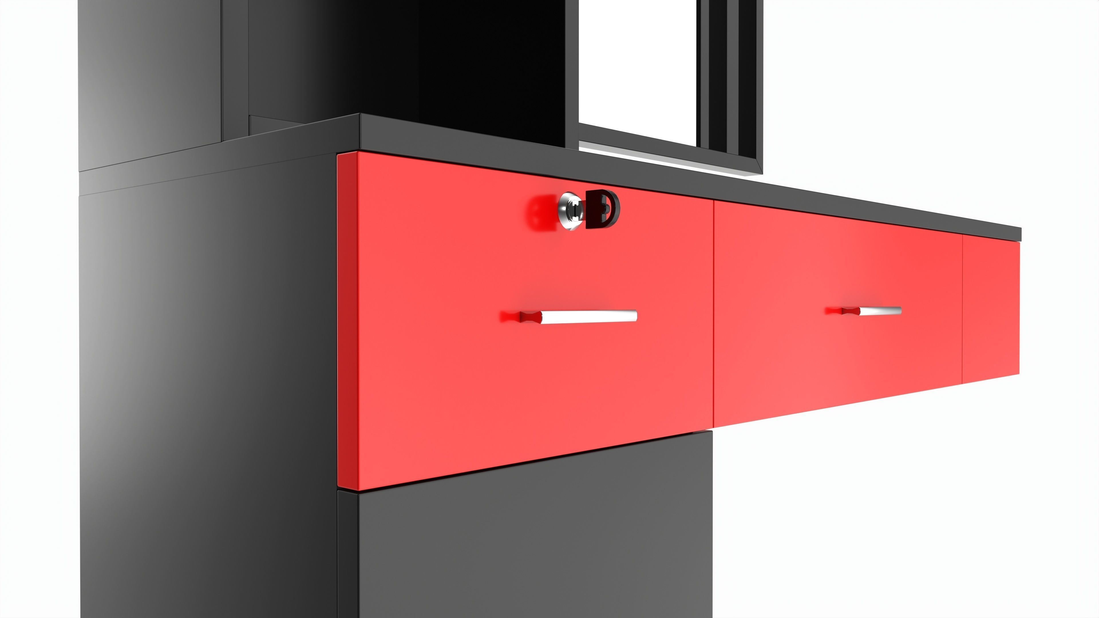 Hairdresser Organizer Shelf with Desk and Mirror 3D model_3