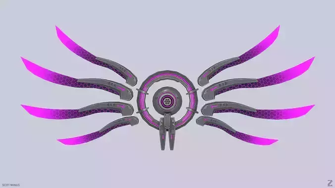 Sci fi wings Low-poly 3D model