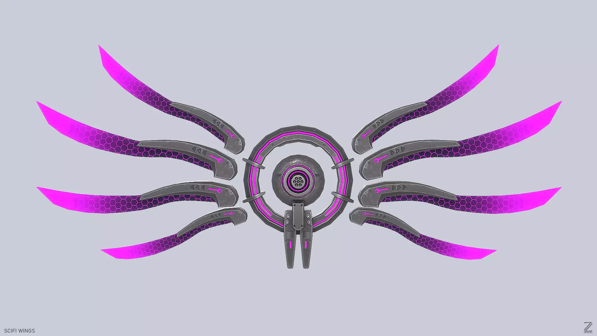 Sci fi wings Low-poly 3D model_0