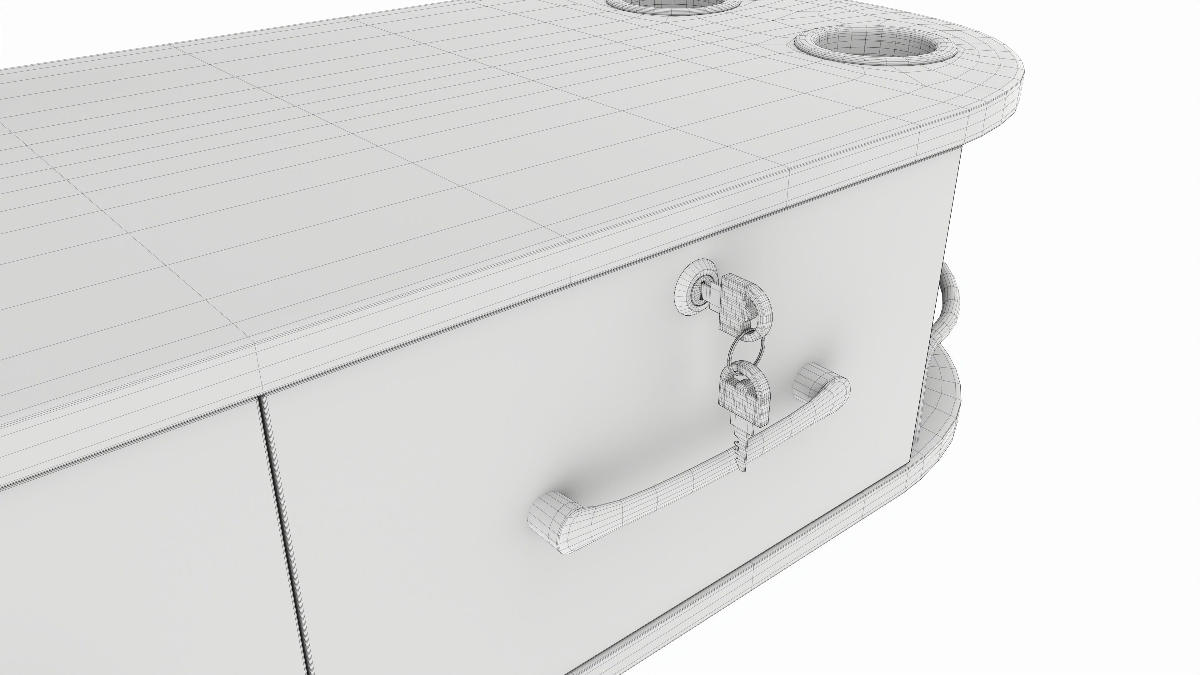 Hairdresser Wall-mounted Desk with Mirror 3D model_5