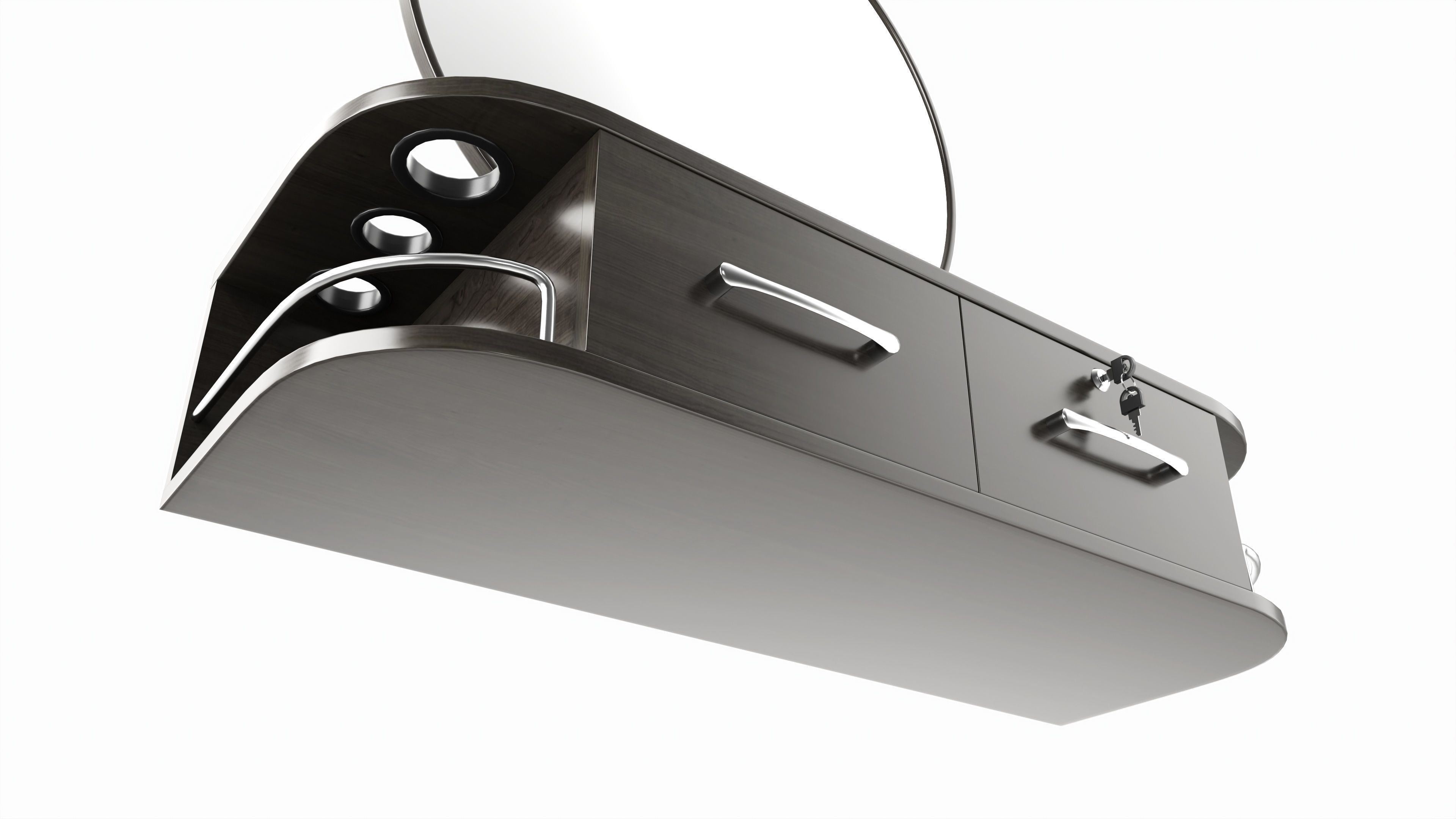 Hairdresser Wall-mounted Desk with Mirror 3D model_2