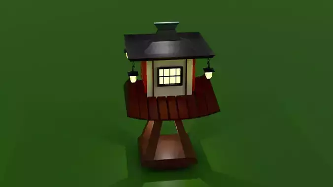 Japanese Deffance Tower Game Ready Asset