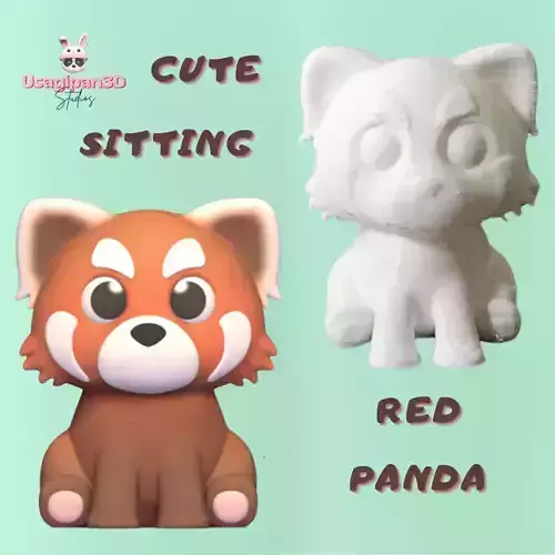 Cute Sitting Red Panda
