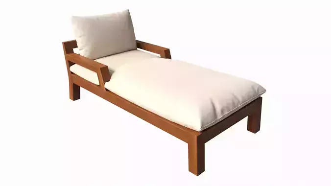 Outdoor wood sun lounger with cushions 02