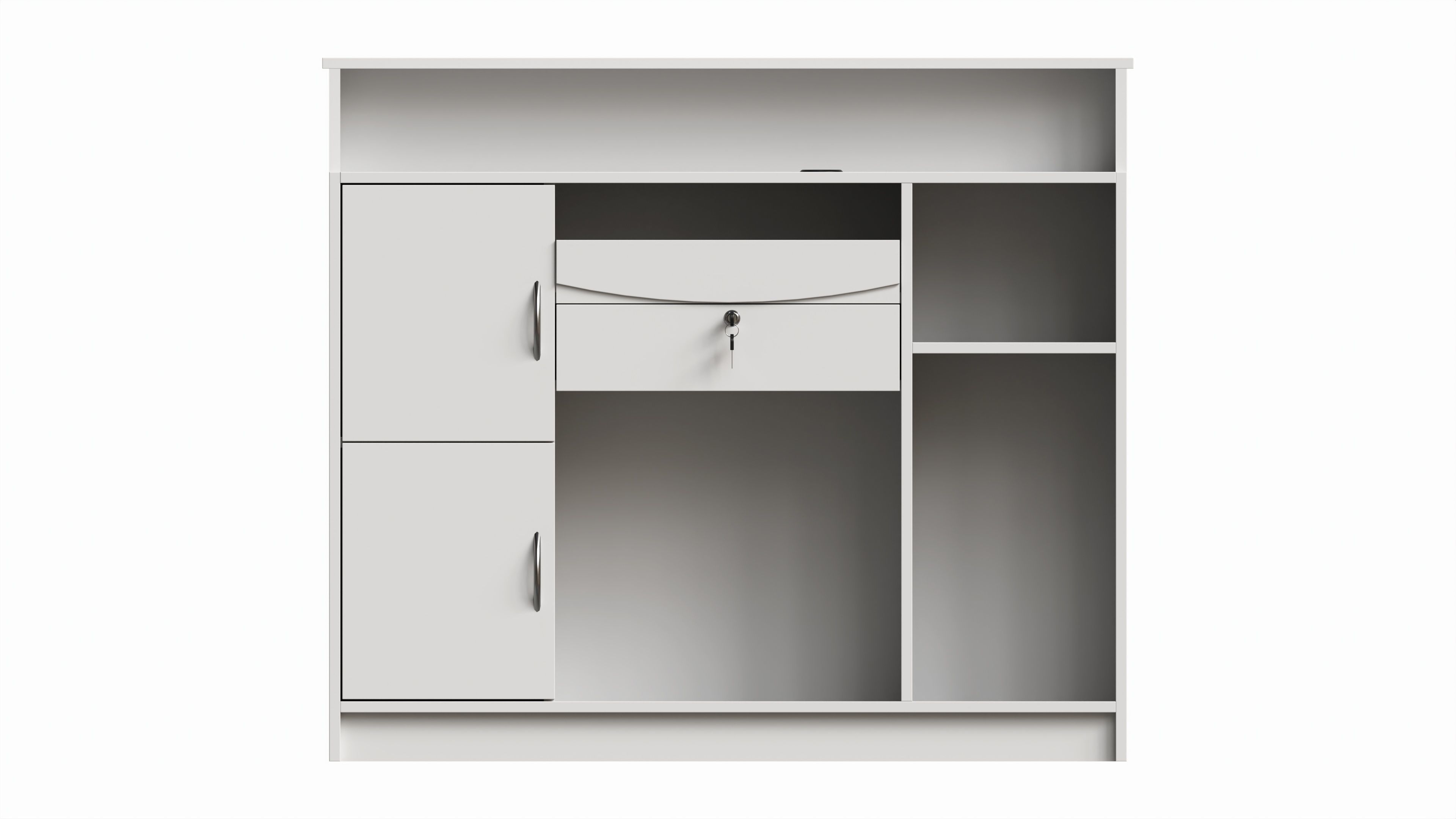 Reception Desk with Shelves and Drawers Compact 3D model_4