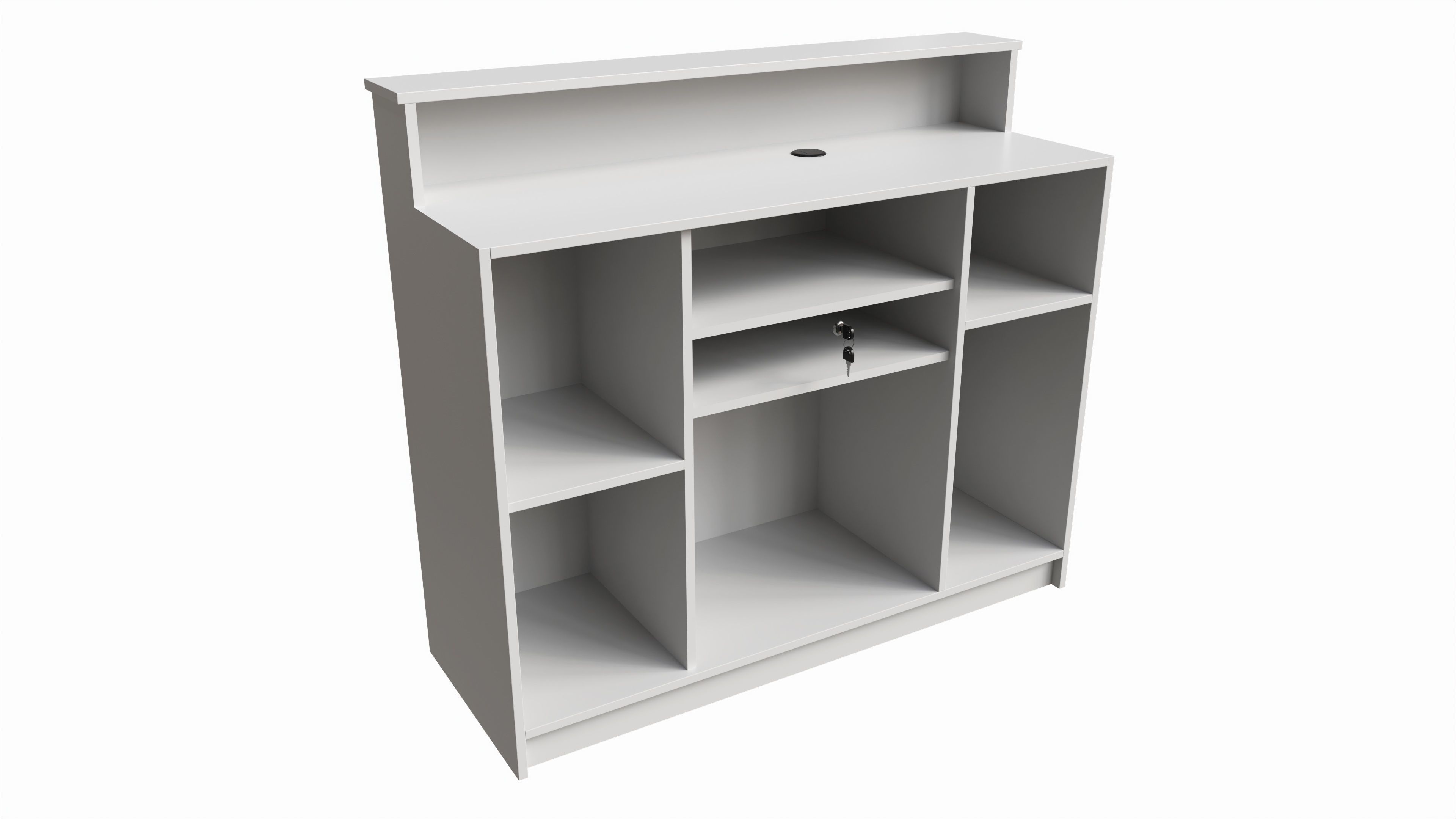 Reception Desk with Shelves and Drawers Compact 3D model_3